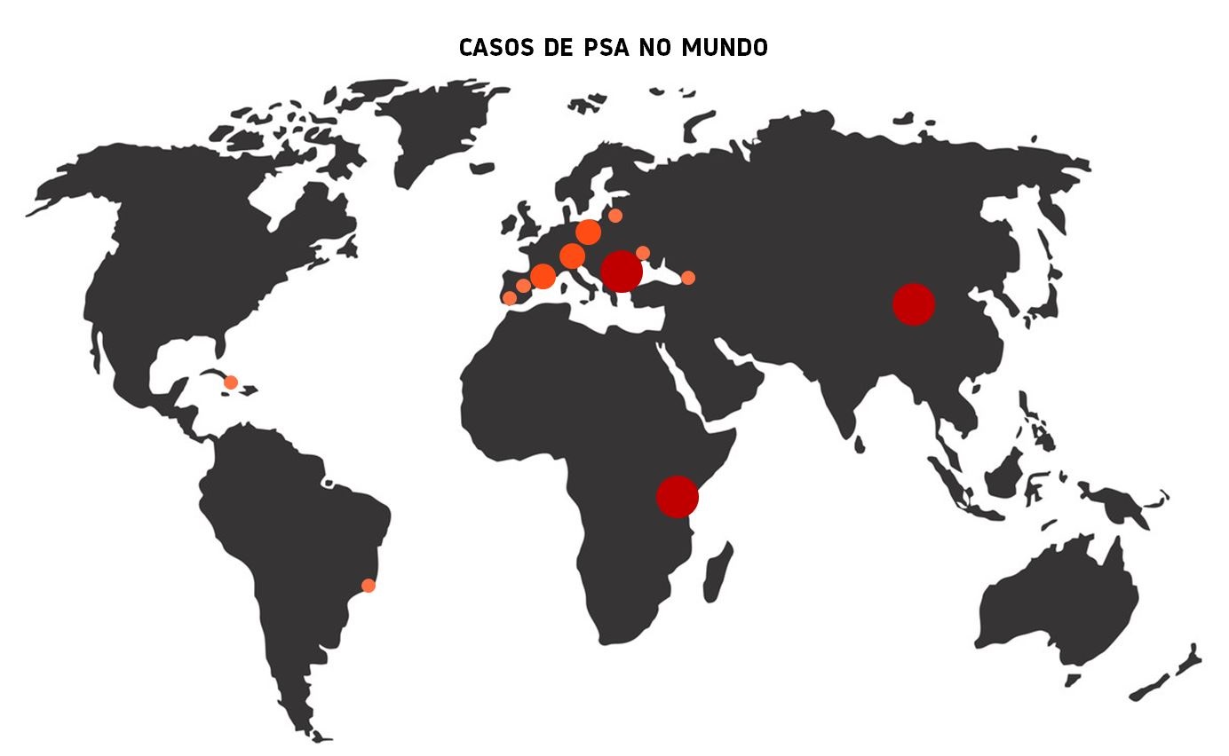 Casos de PSA no mundo